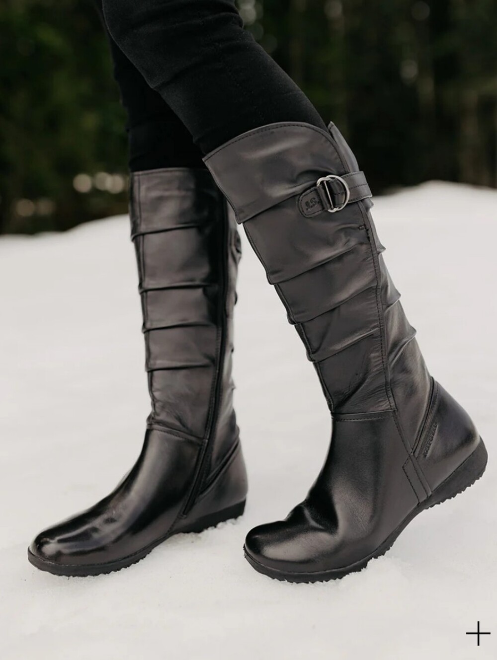 Josef Seibel Naly 23 Black Ruched Leather Boots with Buckle